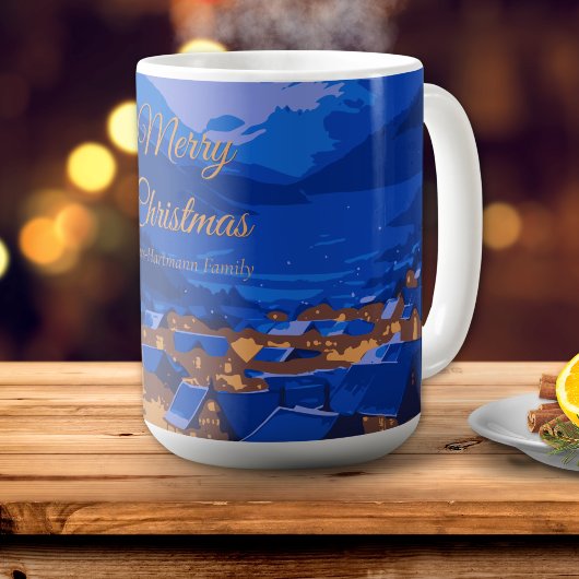 Blue Gold Custom Winter Village Christmas Kaffeetasse