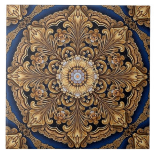 Blue Gold Decoration Keramik Tile Fliese
