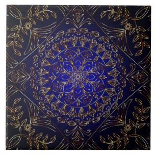 Blue Gold Decoration Keramik Tile Fliese