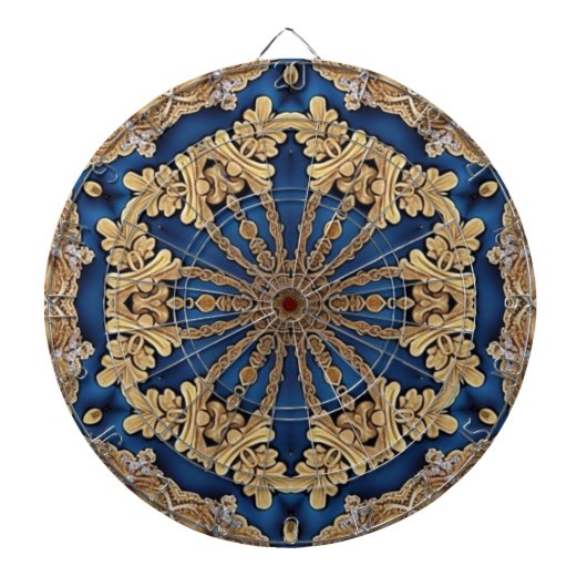 Blue Gold Decorative Dartboard Dartscheibe (vorne)