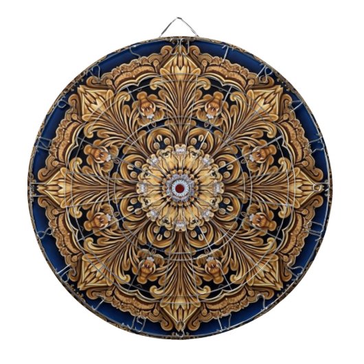 Blue Gold Decorative Dartboard Dartscheibe (vorne)