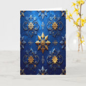 Blue Gold Decorative Holiday Card Karte (Gelbe Blume)