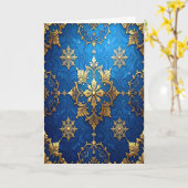 Blue Gold Decorative Holiday Card Karte (Gelbe Blume)