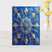 Blue Gold Decorative Holiday Card Karte (Gelbe Blume)