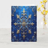 Blue Gold Decorative Holiday Card Karte (Gelbe Blume)