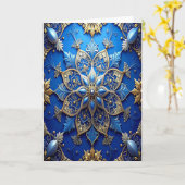 Blue Gold Decorative Holiday Card Karte (Gelbe Blume)