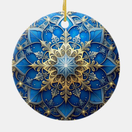 Blue Gold Decorative Holiday Ornament (Hinten)