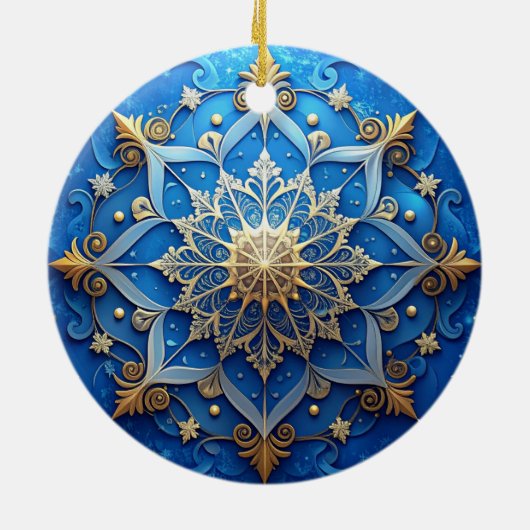 Blue Gold Decorative Holiday Ornament (Hinten)