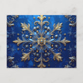 Blue Gold Decorative Holiday Postcard Postkarte (Vorderseite)