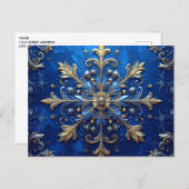Blue Gold Decorative Holiday Postcard Postkarte (Vorne/Hinten)