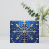 Blue Gold Decorative Holiday Postcard Postkarte (Stehend Vorderseite)