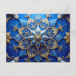 Blue Gold Decorative Holiday Postcard Postkarte