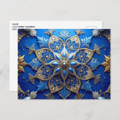 Blue Gold Decorative Holiday Postcard Postkarte (Vorne/Hinten)