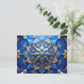 Blue Gold Decorative Holiday Postcard Postkarte (Stehend Vorderseite)