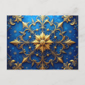 Blue Gold Decorative Holiday Postcard Postkarte (Vorderseite)