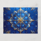 Blue Gold Decorative Holiday Postcard Postkarte (Vorderseite)