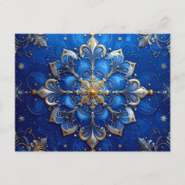 Blue Gold Decorative Holiday Postcard Postkarte