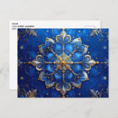 Blue Gold Decorative Holiday Postcard Postkarte (Vorne/Hinten)