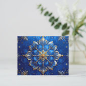 Blue Gold Decorative Holiday Postcard Postkarte (Stehend Vorderseite)