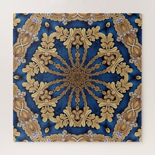 Blue Gold Decorative Jigsaw Puzzle (Horizontal)