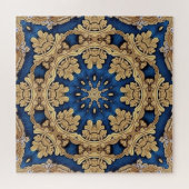 Blue Gold Decorative Jigsaw Puzzle (Horizontal)