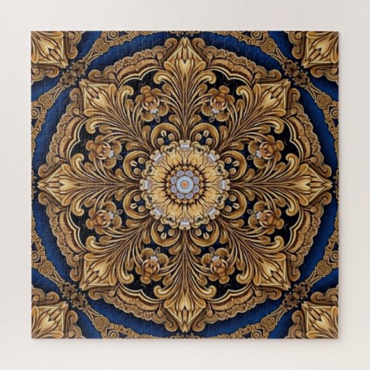 Blue Gold Decorative Jigsaw Puzzle (Vertikal)