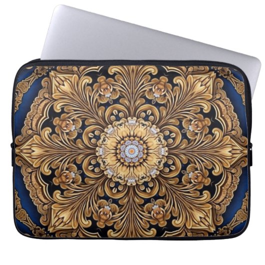Blue Gold Decorative Laptop Sleeve (Vorderseite)