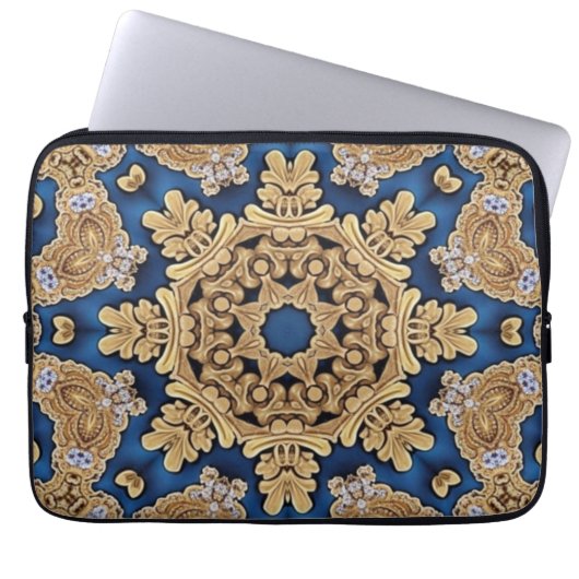 Blue Gold Decorative Laptop Sleeve (Vorderseite)