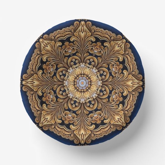 Blue Gold Decorative Paper Bowls Pappteller (Vorderseite)