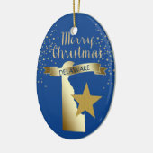 Blue Gold Delaware Star Keramik Ornament (Links)