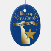 Blue Gold Delaware Star Keramik Ornament (Vorne)