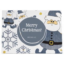 Blue Gold Denim Christmas Santa Personalisiert