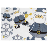 Blue Gold Denim Christmas Santa Personalisiert Große Geschenktüte (Rückseite)