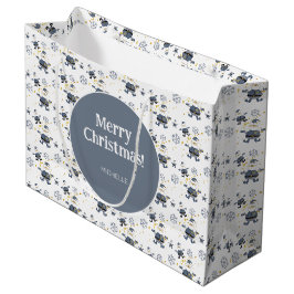 Blue Gold Denim Christmas Santa Personalisiert Große Geschenktüte