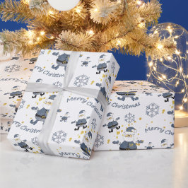 Blue Gold Denim Fashion Weihnachten Weihnachtsmust Geschenkpapier