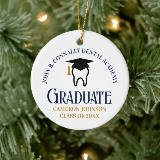Blue Gold Dental School Abschluss Weihnachten Keramik Ornament (Baum)