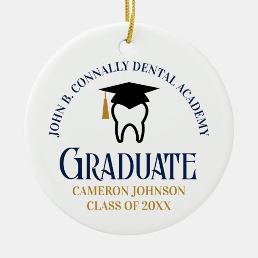 Blue Gold Dental School Abschluss Weihnachten Keramik Ornament (Vorne)