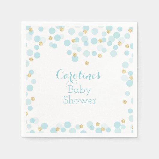 Blue Gold Dots Baby Dusche Napkin Serviette (Vorderseite)