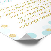 Blue Gold Dots Baby Dusche Windeln Gedanken signie Poster (Ecke)