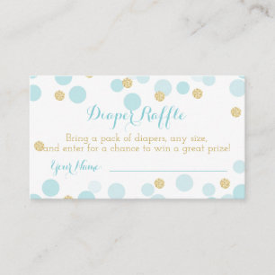 Blue Gold Dots Baby Showdusche Windeln Raffle Tick Begleitkarte