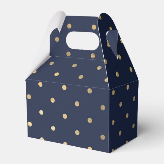 Blue Gold Dots Muster Birthday Gevor Box Geschenkschachtel (Rückseite)