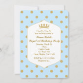 Blue & Gold Dots Royal Crown Prince Einladungen (Vorderseite)