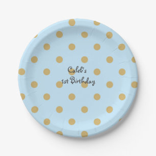Blue & Gold Dots Royal Crown Prince Party Teller