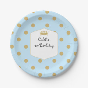 Blue & Gold Dots Royal Crown Prince Party Teller