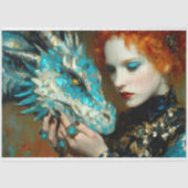 Blue & Gold Dragon Fantasy Decoupage Seidenpapier (Vorderseite)