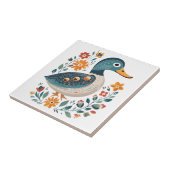 Blue Gold Duck Skandinavien Folk Art Fliese (Seite)