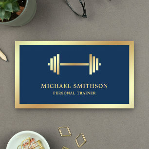 Blue Gold Dumbell Fitness Personal Trainer Visitenkarte