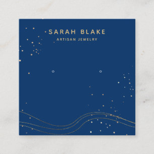 Blue Gold Earring Display Holder Quadratische Visitenkarte