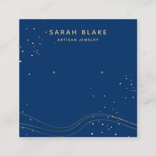 Blue Gold Earring Display Holder Quadratische Visitenkarte (Vorderseite)