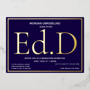 Blue Gold Ed.D Abschluss Folieneinladung